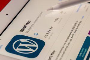Wordpress site on screen