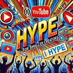 Representation of YouTube's new 'Hype' feature for smaller creators, blending elements of Pop Art, Graffiti, and Street