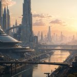 Cinematic photography of an advanced Alien Type III Civilization: Galactic - Arts & Culture civilization featuring grandiose technology, architecture, engineering, and transportation. Gigantic starbases or modular orbital cities or vast planetary cities stretching in the horizon, formed from seamless alloys, glowing plasma conduits, and magnetic structures. Towering skyscrapers and spires with impossible geometries rise from artificial platforms or floating habitats, connected by energy bridges and translucent transit tubes. Sleek structures made from ultra-durable materials like platinum-gold alloys, titanium composites, polished graphene skins, adaptive nanomaterials, and transparent superglass — shimmering in clean tones of silver, white, obsidian black, glowing gold, or chrome, with hints of radiant blue energy and etched light patterns woven into their surfaces. Vast transit networks weave through air, land, sea, and orbit — featuring levitating mag-rail spines of brushed silver and obsidian alloys, skybound glideways of transparent graphene-glass, and interplanetary beam corridors pulsing with blue-white light; vehicles range from kilometer-long solar ferries and anti-gravity pods to silken hovercraft and living transit organisms, all finished in sleek hues of chrome, platinum white, deep violet, and luminous teal — each one silent, seamless, and in perfect sync with the living infrastructure around them. Orbital stations encircle stars and planets like floating citadels, built from radiant alloys, dark reflective composites, and graviton-bonded trusses that shimmer in zero-g; their hulls are layered with smart shielding, transparent ferroglass domes, and fractal antennae that pulse with quantum signals; planetary bases on alien worlds rise from exotic terrain in elegant spires and low-profile domes, their surfaces grown from adaptive nano-ceramic coralstone, designed to flex with tectonics, breathe atmosphere, and harvest ambient energy — architecture that fuses form and function, glowing with soft gradients of silver, crystalline white, deep sapphire, and spectral violet beneath twin suns or shimmering gas giant skies. Interstellar ships glide on spacetime-warping drives housed within hulls of voidsteel, neutron-bonded titanium, and shimmering lightweave composites — vessels sculpted like fractal blades, crystalline arcs, or living sculptures, their surfaces embedded with programmable nano-alloys that ripple with colors from obsidian black to liquid chrome, starlight blue, and soft plasma gold; colossal spacetime-folding arrays anchor these vessels in transit, built from toroidal singularity coils, gravitic tension rings, and semi-organic conduits grown from tachyon-infused crystal — engineering so advanced it blurs the boundary between architecture and geometry, surrounded by auroral distortions and glowing filaments of light that stretch through folded dimensions like cosmic thread. The spacecraft descends like a celestial blade, its seamless hull of radiant obsidian alloy and refractive graphene-glass glowing white-hot as it pierces the atmosphere, layered heat shields blooming with controlled plasma arcs in hues of violet, sapphire, and molten gold; ionized contrails spiral behind it in symmetrical vortices, guided by gravitic fins and adaptive airform geometry, while the vessel’s skin ripples with micro-adjustments — alive with intelligence, bending airflow and light as it glides toward the surface in perfect, godlike precision. The interstellar vessel rises from a cradle of skyborne launch towers, its colossal hull forged from iridescent titanium-gold alloy and layered obsidian composites, shimmering with blue fusion veins and shifting telemetry glyphs; as magnetic anchors release, anti-gravity fields bloom beneath it in concentric rings of pulsing white light, parting clouds in silence while plasma thrusters ignite in a soft cascade of teal and violet flame — the air ripples as spacetime bends subtly around the craft, and it ascends with cathedral-like grace, trailing light like a god leaving the world behind. Interior spaces within these colossal structures blend artistry with post-scarcity engineering — vast halls and atriums are formed from self-healing crystal-glass, platinum-alloy latticework, and memory-reactive stone that shifts color with ambient light; walls flow with embedded light veins and kinetic murals, ceilings stretch into vaulted arcs of translucent graphene-fabric, while floor panels of polished obsidian or liquid metal softly glow beneath hovering walkways; universities and research spires are adorned with fractal geometry and acoustic symmetry, malls pulse with ambient harmonic tones and shifting architectural holograms, and health centers are shaped like bioluminescent sanctuaries — cool silvers, pale golds, deep greens, and radiant white dominate the palette, merging technology, comfort, and sublime elegance into seamless, living environments. The interior of the city-sized hospital unfolds like a cathedral of light and intelligence — a seamless fusion of bio-engineering and architecture. Towering atriums stretch hundreds of meters high, enclosed in softly glowing ferroglass walls that shift opacity with the sun, bathing each floor in ambient silver-blue light. Walkways hover gently above flowing streams of liquid nanogel — conduits for both healing agents and data — while translucent lift-pods glide silently along vertical transit spires wrapped in ivy-like medical tendrils. The walls are embedded with responsive matter: living panels that pulse with holographic diagnostics, neural readouts, and patient environmental controls. Treatment halls resemble sanctuaries, their vaulted ceilings shaped from memory-alloy arches and woven graphene silk that diffuses sound and light to soothe the senses. Everywhere, soft tones of platinum, pearl, moss green, and muted gold give a sense of tranquility and high function — a place not of sickness, but of optimized restoration, where medicine, architecture, and atmosphere exist in total harmonic equilibrium.