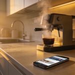 Modern minimalist kitchen at early morning